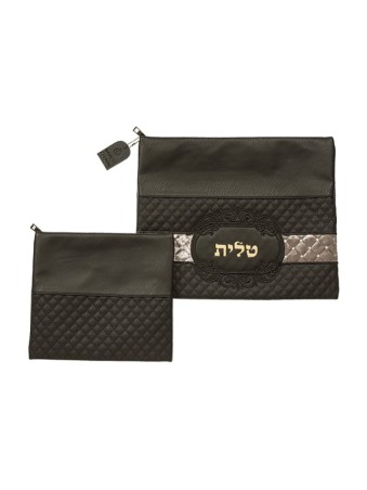 סט תיקי תפילין טלית דמוי עור שחור ... | תיקי טלית ותפילין